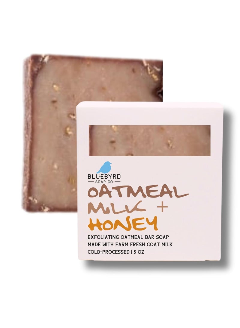 BLUEBYRD SOAP CO. Bluebyrd Soap Co. Oatmeal Milk & Honey Soap Bar for Kids & Teens | Artisan Handmade Goat Milk Soap Bars With Organic Shea Butter, Olive Oil | Wonderful for Eczema, Psoriasis, Sensitive Skin (Oatmeal) 