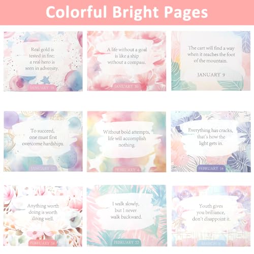 OFIFO® Inspirational Perpetual Flip Calendar For Desk, Daily Motivational Quotes, Undated Standing Table Calendar, Office Home Decor, Thoughtful Gift For Women, Rainbow Design - Image 5