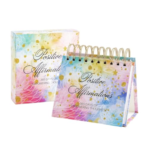 OFIFO® Inspirational Perpetual Flip Calendar For Desk, Daily Motivational Quotes, Undated Standing Table Calendar, Office Home Decor, Thoughtful Gift For Women, Rainbow Design - Image 1