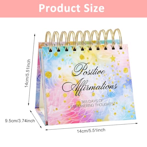 OFIFO® Inspirational Perpetual Flip Calendar For Desk, Daily Motivational Quotes, Undated Standing Table Calendar, Office Home Decor, Thoughtful Gift For Women, Rainbow Design - Image 2