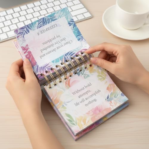 OFIFO® Inspirational Perpetual Flip Calendar For Desk, Daily Motivational Quotes, Undated Standing Table Calendar, Office Home Decor, Thoughtful Gift For Women, Rainbow Design - Image 4