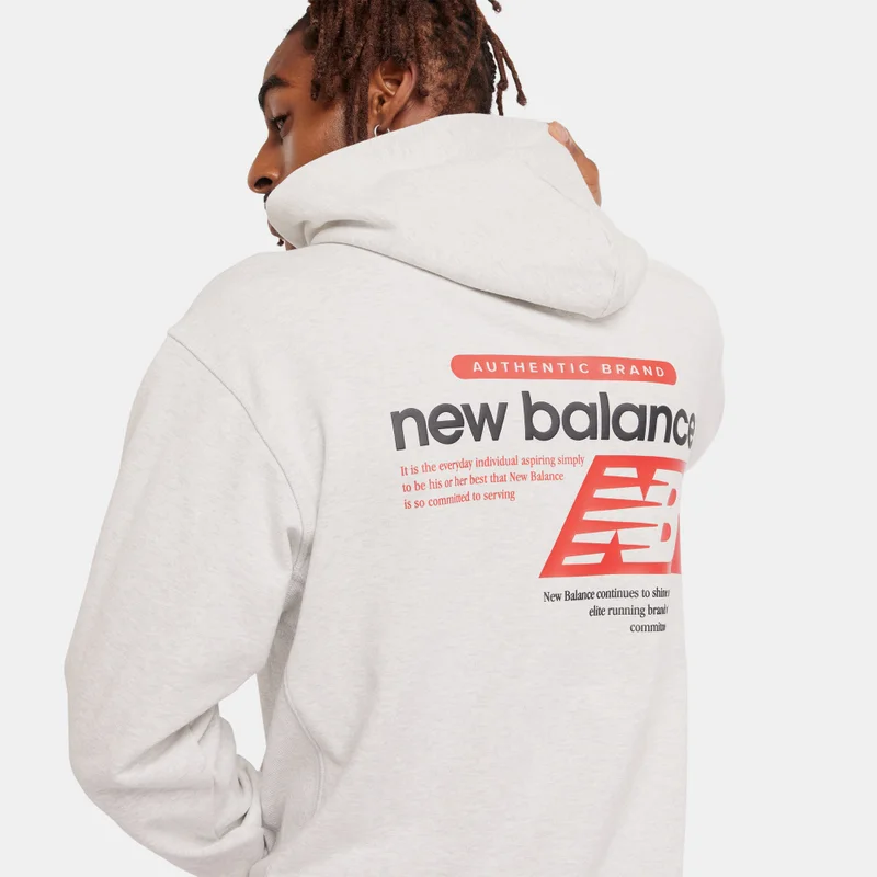 New Balance White Men's Athletics French Terry Player Hoodie for Men | Best Price UAE