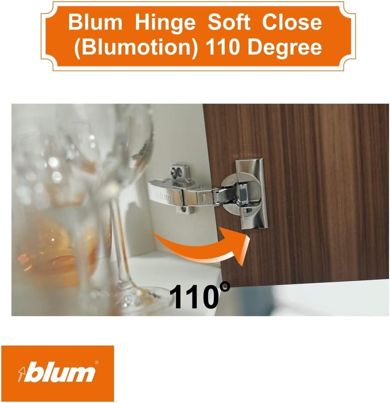 Blum 110 Degree Soft Close Hinges - Full Overlay Soft Close Frameless Application kit Pack of 8 - Image 4