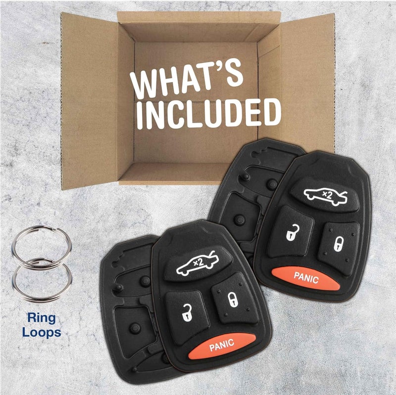 KeylessOption Replacement Keyless Entry Remote Ignition Key Rubber Button Pad Repair Fix (Pack of 2) - Image 2