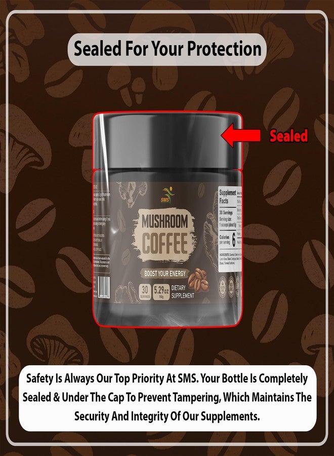 SMSHEALTHPRODUCTS.com Mushroom Coffee Powder 150g, 9 Mushroom Blend with Lion’s Mane, Reishi, Chaga, Cordyceps & More, Natural Energy & Focus - Vegan, Non-GMO, Gluten-Free - Colombian Coffee - Image 3