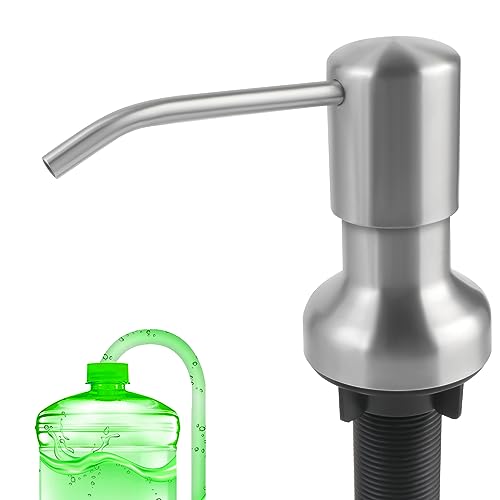 NVMTUUO Soap Dispenser for Kitchen Sink, Sink Soap Dispenser with Longer Threaded Shaft Shank, 47" Extension Tube Connects Directly to Dish Soap Container, Wider Pump Head Base （Brushed Nickel） - Image 2