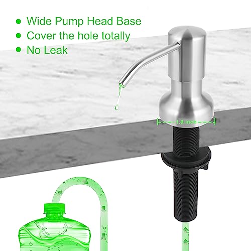 NVMTUUO Soap Dispenser for Kitchen Sink, Sink Soap Dispenser with Longer Threaded Shaft Shank, 47" Extension Tube Connects Directly to Dish Soap Container, Wider Pump Head Base （Brushed Nickel） - Image 4