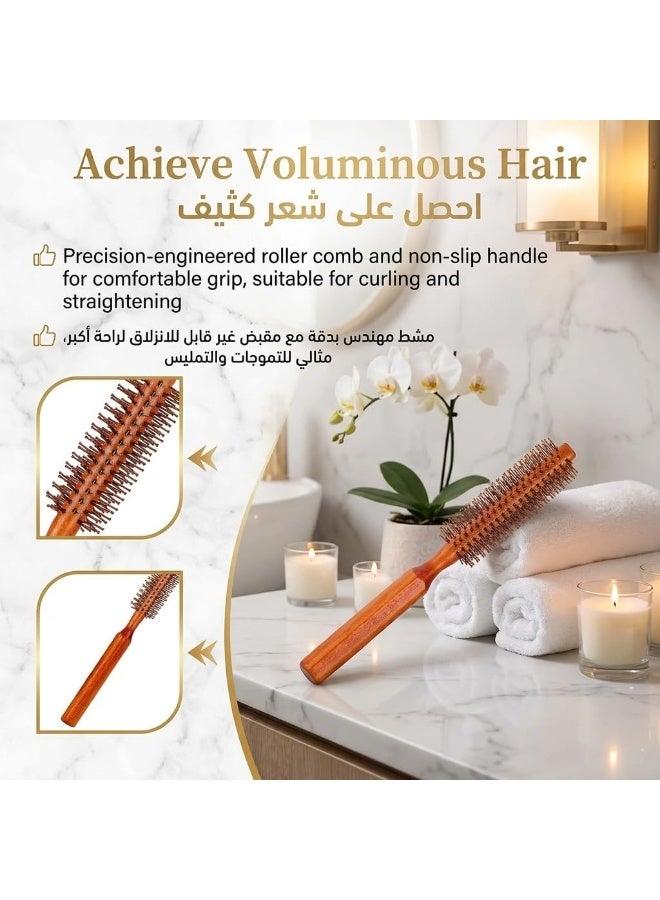 2 حزمة فرشاة الأسطوانة الصغيرة Quiff, فرشاة مستديرة صغيرة, أسطوانة الفرشاة المحمولة, كرلينغ بروش مع السفر كرلينغ بروش, مكافحة الساكنة كرلين لفة مشط لجميع أنواع الشعر - Image 2