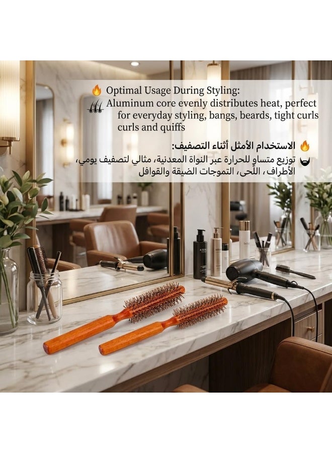 2 حزمة فرشاة الأسطوانة الصغيرة Quiff, فرشاة مستديرة صغيرة, أسطوانة الفرشاة المحمولة, كرلينغ بروش مع السفر كرلينغ بروش, مكافحة الساكنة كرلين لفة مشط لجميع أنواع الشعر - Image 3