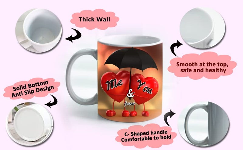 Me & You ME YOU Beautiful Romantic Gift for CoupleValentines Day Gift for WifeGirlfriendBirthday Gifts for LoverRose Day Promise Day GiftAnniversary Birthday GiftPrinted Mug Cushion - Image 3