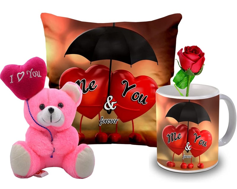 Me & You ME YOU Beautiful Romantic Gift for CoupleValentines Day Gift for WifeGirlfriendBirthday Gifts for LoverRose Day Promise Day GiftAnniversary Birthday GiftPrinted Mug Cushion - Image 1