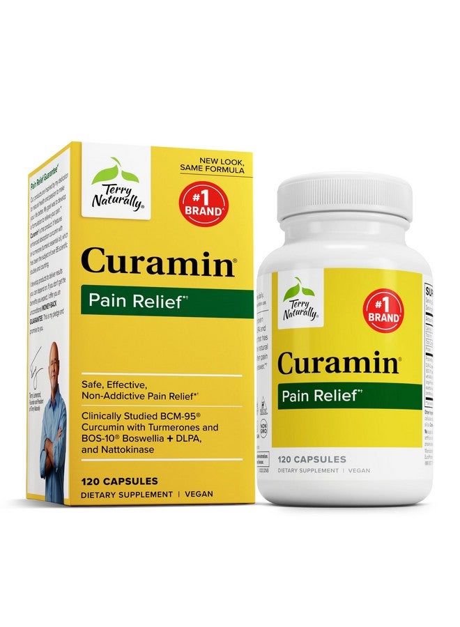 Terry Naturally Curamin - 120 Capsules - Non-Addictive Pain Relief Supplement with Curcumin from Turmeric, Boswellia, DLPA & Nattokinase - Non-GMO, Vegan, Gluten Free - 40 Servings - Image 1