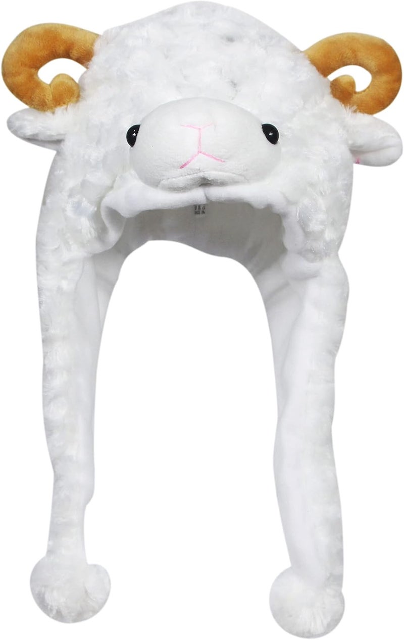 Timiot Cute Plush Animal Character Winter Hat Fun Ski Cap with Detailed Animal Face Long Ear Straps with Pom Pom Ends - Image 1