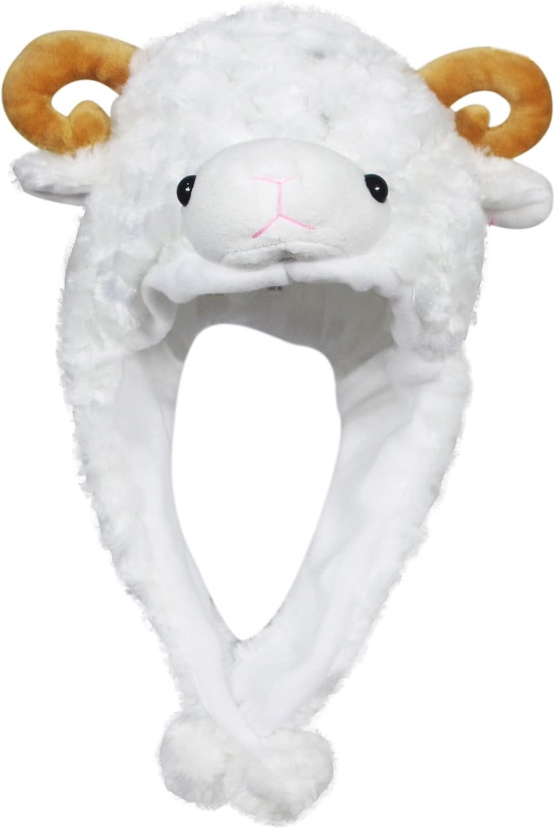 Timiot Cute Plush Animal Character Winter Hat Fun Ski Cap with Detailed Animal Face Long Ear Straps with Pom Pom Ends - Image 2