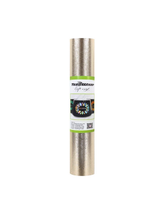TECKWRAP Metallic Textured Chrome Vinyl Adhesive Vinyl For Craft Cutter 1Ft X 5Ft Champagne Gold - Image 1