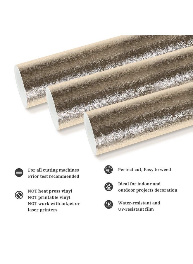 TECKWRAP Metallic Textured Chrome Vinyl Adhesive Vinyl For Craft Cutter 1Ft X 5Ft Champagne Gold - Image 3