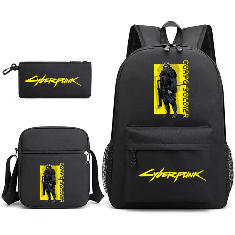 Game Cyberpunk 2077 Printed Schoolbag 3-Piece Pencil Case + Shoulder Bag + Backpack - Image 5