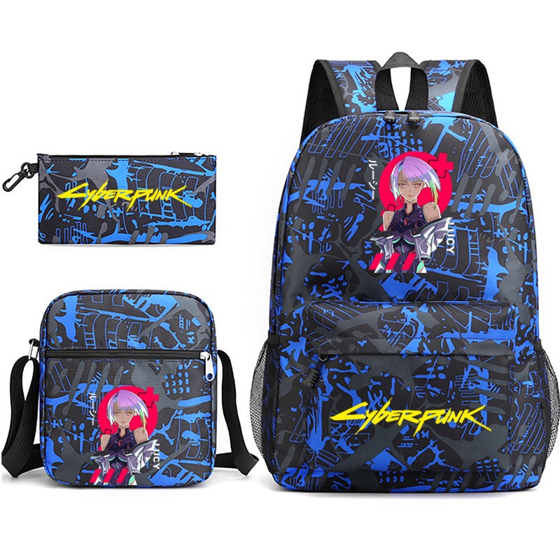 Game Cyberpunk 2077 Printed Schoolbag 3-Piece Pencil Case + Shoulder Bag + Backpack - Image 1