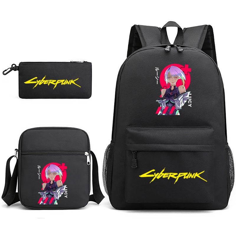 Game Cyberpunk 2077 Printed Schoolbag 3-Piece Pencil Case + Shoulder Bag + Backpack - Image 3