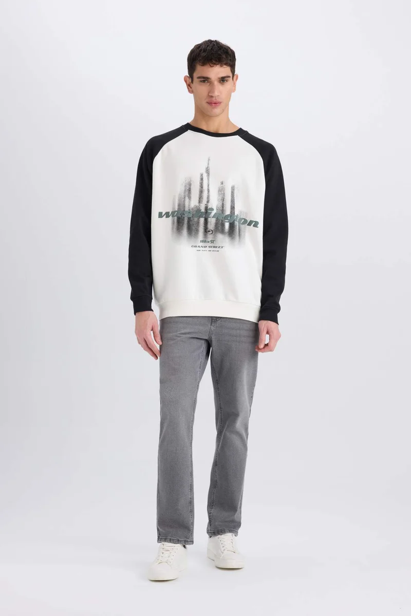 DeFacto Oversize Fit Printed Long Sleeve Sweatshirt