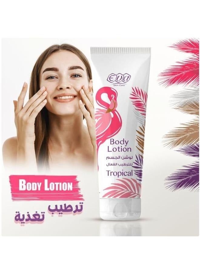 إيفا مجموعه من قطعتين لوشن الجسم للترطيب الفعال تروبيكال+ كريم الإستحمام المرطب لنعومة فائقة تروبيكال 250+240 مل - Image 2