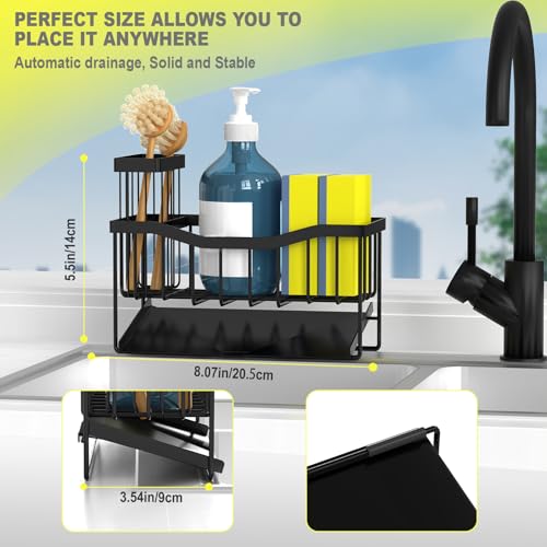 Fssvcd Maifan Sink Caddy Sponge Holder for Kitchen with Brush Holder and Stainless Steel Self Drain Tray, Rustproof Kitchen Sink Organizer for Sponge, Soap Dispenser Storage Accessories - Image 5