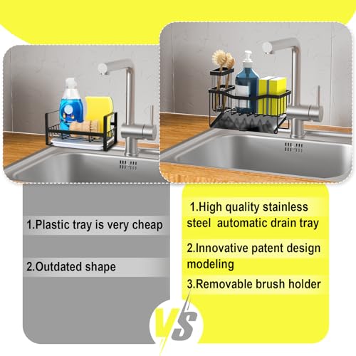 Fssvcd Maifan Sink Caddy Sponge Holder for Kitchen with Brush Holder and Stainless Steel Self Drain Tray, Rustproof Kitchen Sink Organizer for Sponge, Soap Dispenser Storage Accessories - Image 4