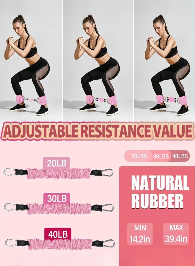 FLYBAMBOO Hip Thrust Belt for Weights and Ankle Resistance Bands with Cuffs for Working Out,Hip Thrust Belt for Dumbbells Heavy, Kettlebells, Plates,Hip,Leg and Booty Builder, Glute Bridge Band (Pink) - Image 5