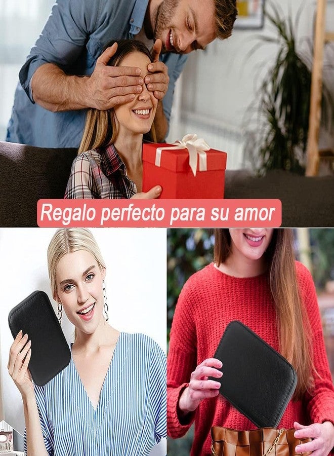 TRADY منظم مجوهرات TRADY | منظم مجوهرات مزدوج الطبقات، مضارب مجوهرات جلدية نسائية، مجوهرات سفر محمولة للخواتم والأقراط والقلائد والأساور والساعات (أسود) - Image 5