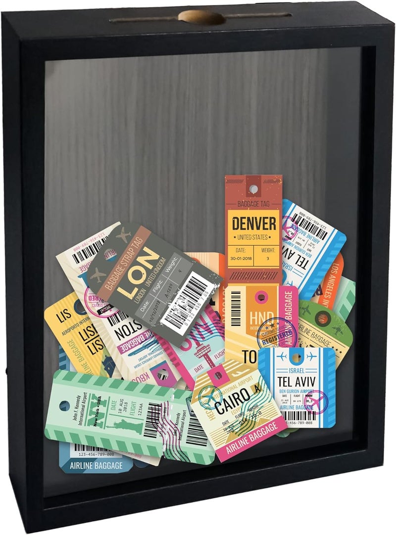 FramePro Ticket Shadow Box 8x10 Top Loading Display Case Frame with Slot on Top, Customizable DIY Sweet Gift, Movie Travel Sporting Events Concert Ticket Stubs Drink Beer Caps- Memory Box - Image 1