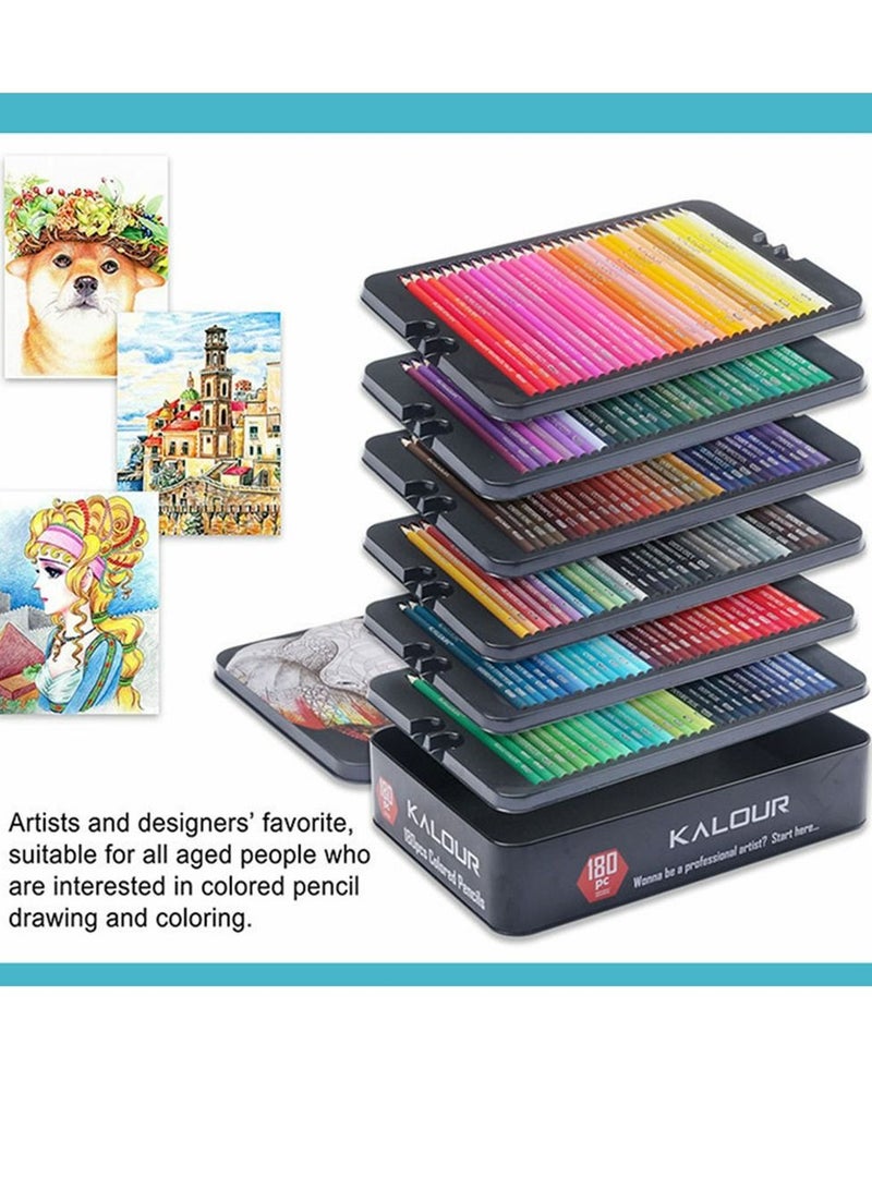 مجموعة أقلام رصاص ملونة مكونة من 180 لونًا لكتب التلوين للبالغين، أقلام رسم فنية مرقمة احترافية للفنانين والأطفال والكبار، رسم وتلوين - Image 3