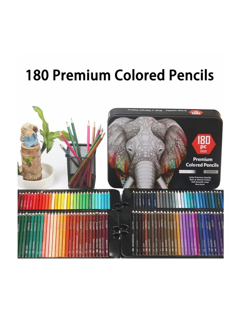 مجموعة أقلام رصاص ملونة مكونة من 180 لونًا لكتب التلوين للبالغين، أقلام رسم فنية مرقمة احترافية للفنانين والأطفال والكبار، رسم وتلوين - Image 1