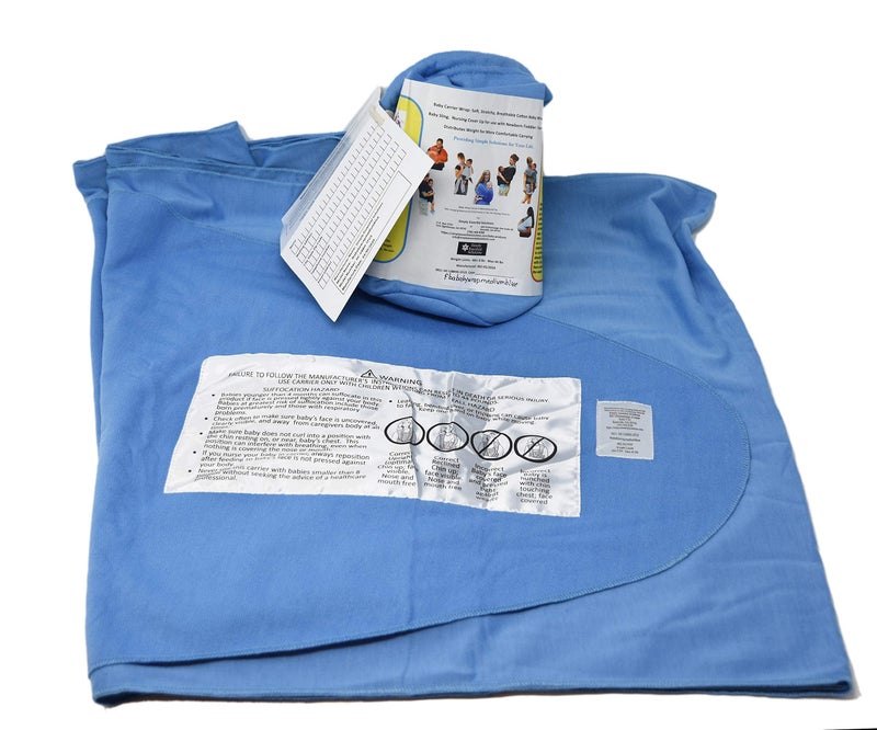 Simply Essential Solutions Baby Wrap Carrier Soft, Stretchy, Cotton Baby Wrap, Baby Sling, Nursing Cover Up for use with Newborn-Toddler: Evenly distributes Weight for More Comfortable Carrying (Medium Blue) - Image 4