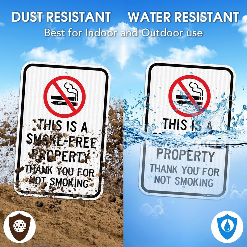 TR (2 Pack) Large No Smoking Sign, Thank You For Not Smoking Sign, 18" x 12" Engineer Grade Reflective Sheeting, Rust Free Aluminum, Weather Resistant, Waterproof, Fade Resistant, 2 Pre-drilled Holes - Image 4