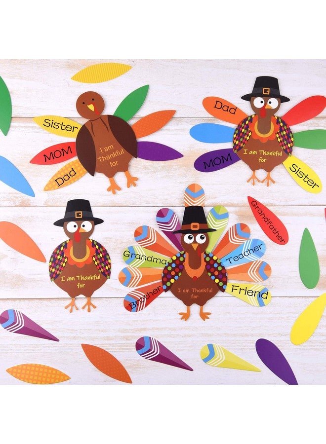MIAHART 312 Pcs Thanksgiving Turkey Craft Kit Diy Turkey With Colorful Feathers And 320 Pcs Dot Glues Thanksgiving Stickers For Thanksgiving Party School Activities Decoration Supplies - Image 4