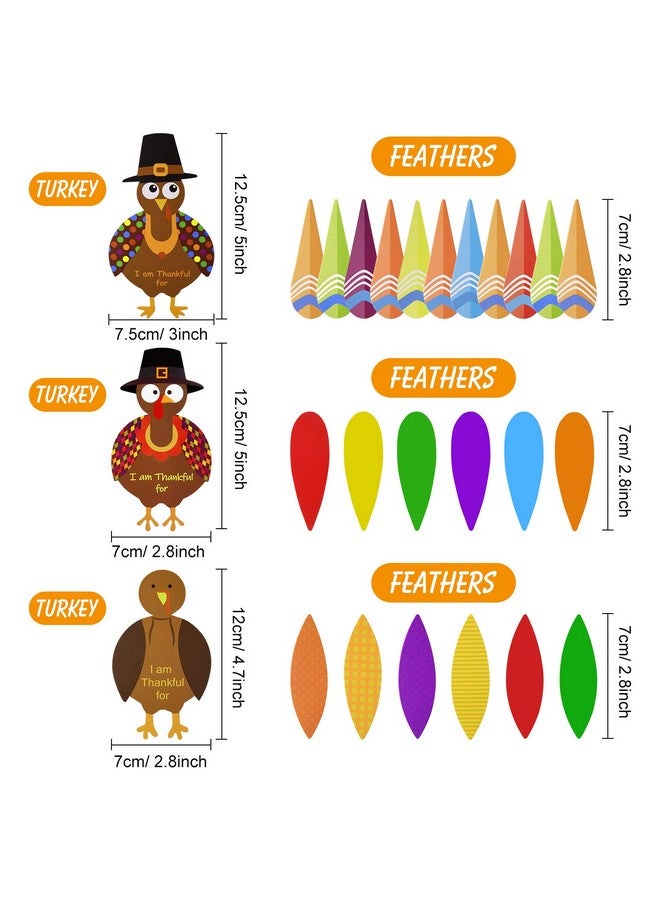 MIAHART 312 Pcs Thanksgiving Turkey Craft Kit Diy Turkey With Colorful Feathers And 320 Pcs Dot Glues Thanksgiving Stickers For Thanksgiving Party School Activities Decoration Supplies - Image 3