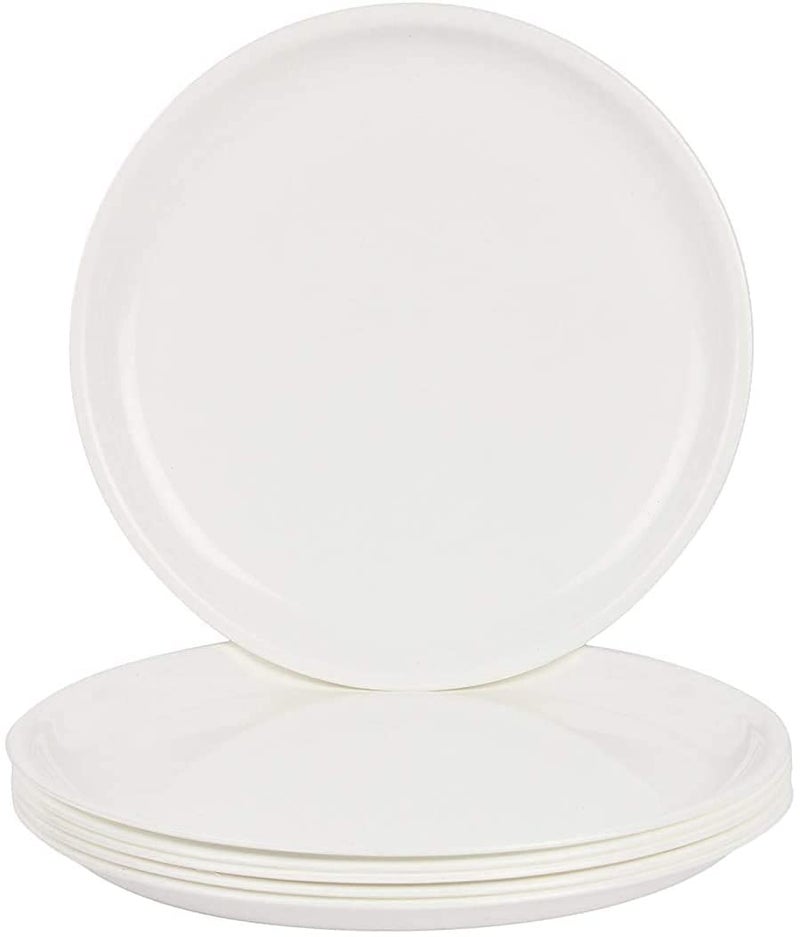 AWICKTIK Round Plastic Unbreakable Microwave Safe 11 Inch Glossy Full Plate Set Set of 12 White - Image 1