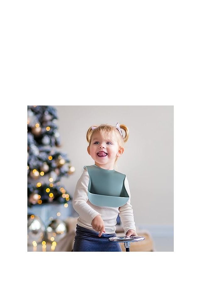 أوريتي سيليكون مريلة الأطفال للأطفال الصغار مجموعة من 3، bpa مجانية للجنسين ناعمة قابلة للتعديل مناسبة للماء مريلة تغذية - Image 4