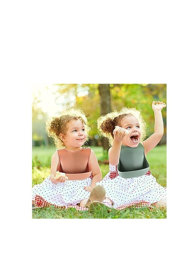 أوريتي سيليكون مريلة الأطفال للأطفال الصغار مجموعة من 3، bpa مجانية للجنسين ناعمة قابلة للتعديل مناسبة للماء مريلة تغذية - Image 5