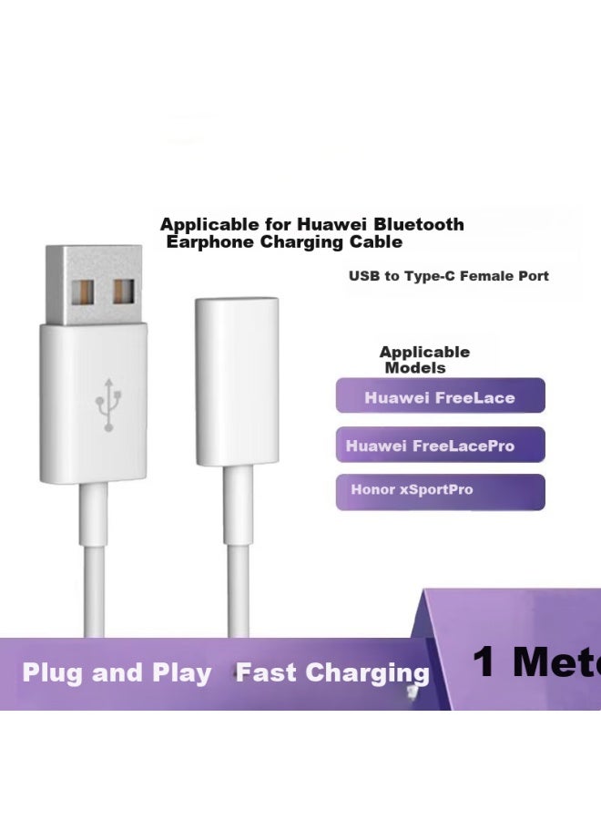 Trendy Style Chic Style Charging Cable For Huawei Freelace Pro Bluetooth Wireless Earphones, Honor Xsport Pro Am66, Am07c Charger, Usb To Type-c Female Adapter Cable - Image 1