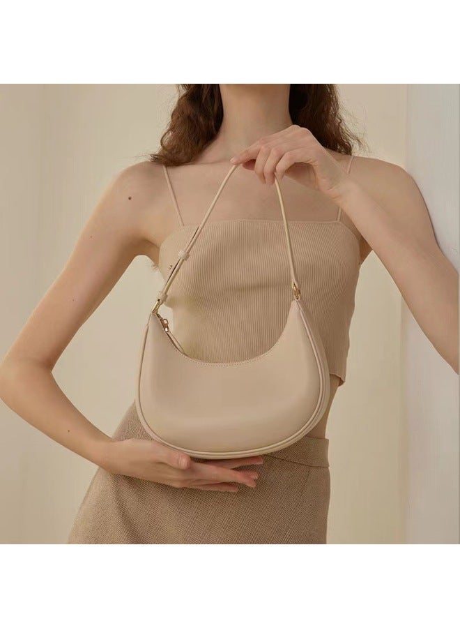 Bags Autumn And Winter Simple Underarm Bag Shoulder Niche Baguette Bag Female Messenger Bag 2024 Half Moon Bag-Color:Milky White  - Image 4