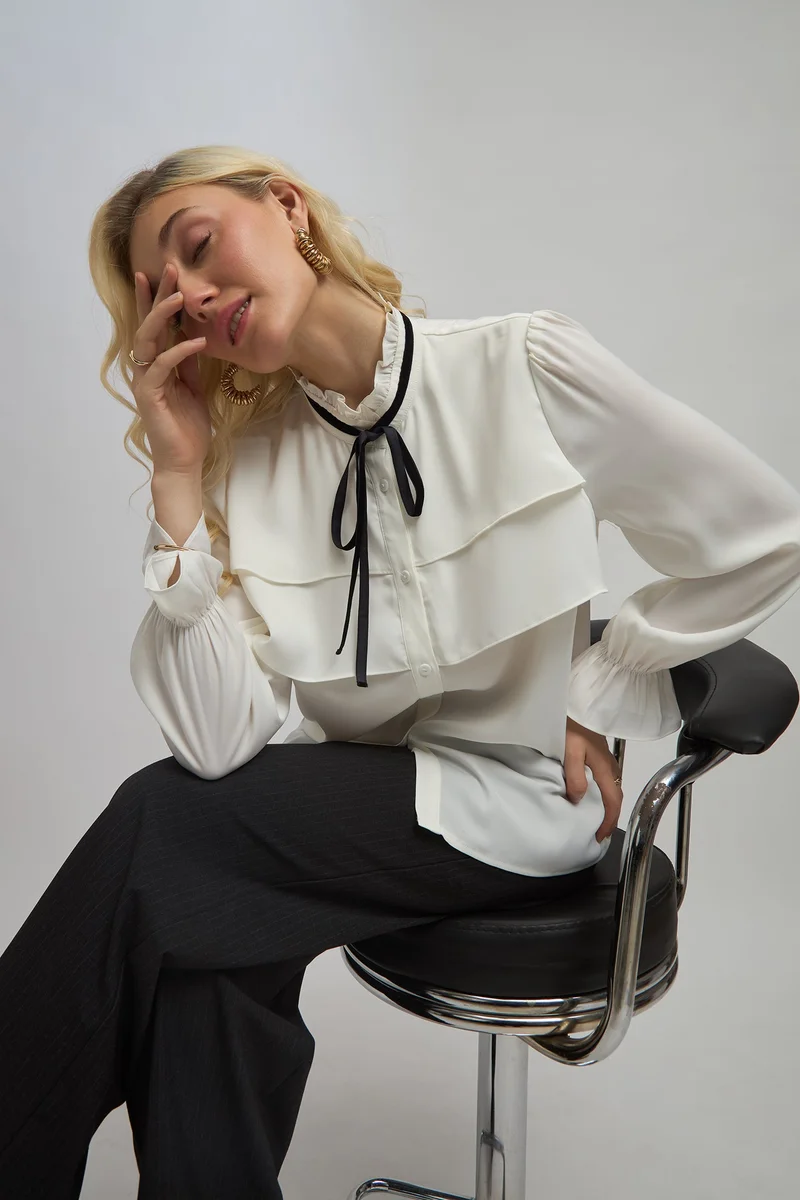 Virgio Solid Georgette Stretch Layered Assymetric Top for Women