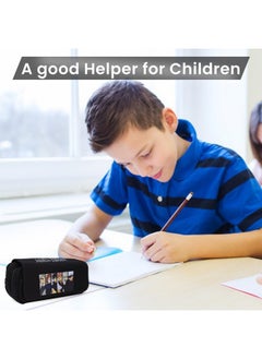 Fancyku Fancyku Jujutsu Kaisen Polyester Pencil Case, Anime Pencil Pouch, Cartoon Prints Pen Pouch, Large Capacity Pu Pencil Bag Stationery Organizer, Students Gift Children's Day Gift School Gift (Black)  - Image 5
