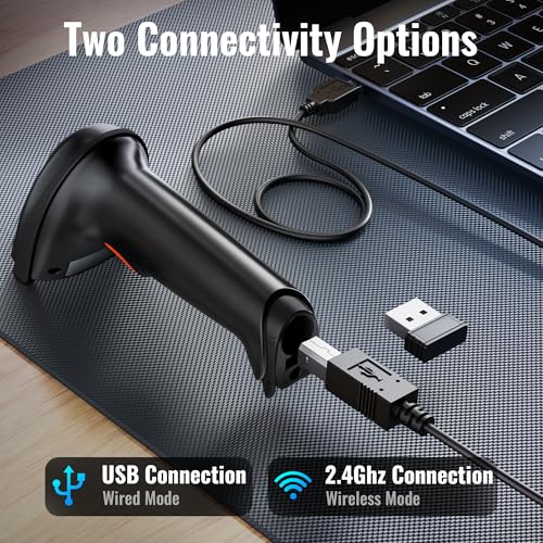 Tera 1D 2D QR Barcode Scanner Wireless and Wired with Battery Level Indicator Digital Printed Bar Code Reader Cordless Handheld Barcode Scanner Compact Plug and Play Model D5100 - Image 3
