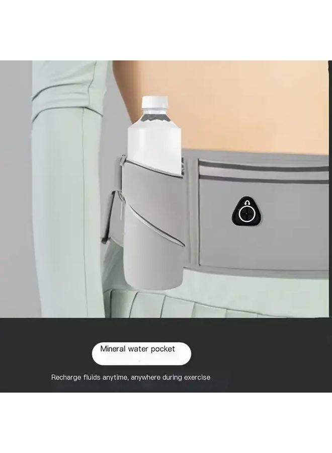 Grey Unisex Multifunctional Sports Waist Bag With Phone Pocket And Water Bottle Holder - Image 2
