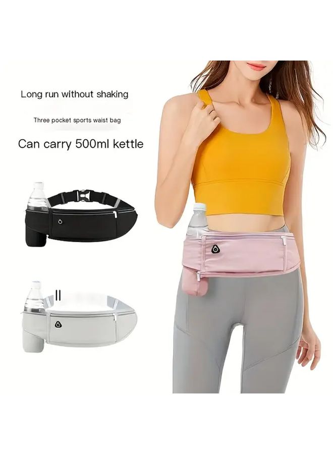 Grey Unisex Multifunctional Sports Waist Bag With Phone Pocket And Water Bottle Holder - Image 3