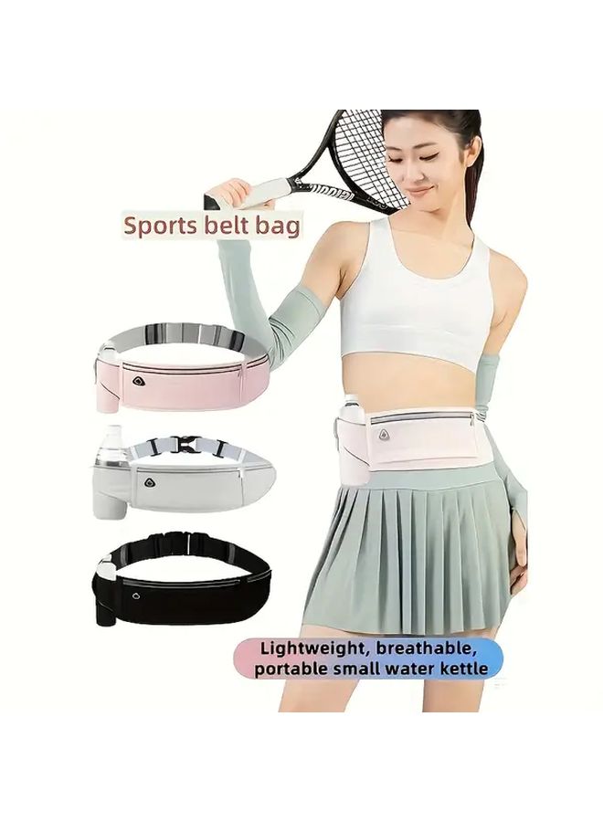 Grey Unisex Multifunctional Sports Waist Bag With Phone Pocket And Water Bottle Holder - Image 4