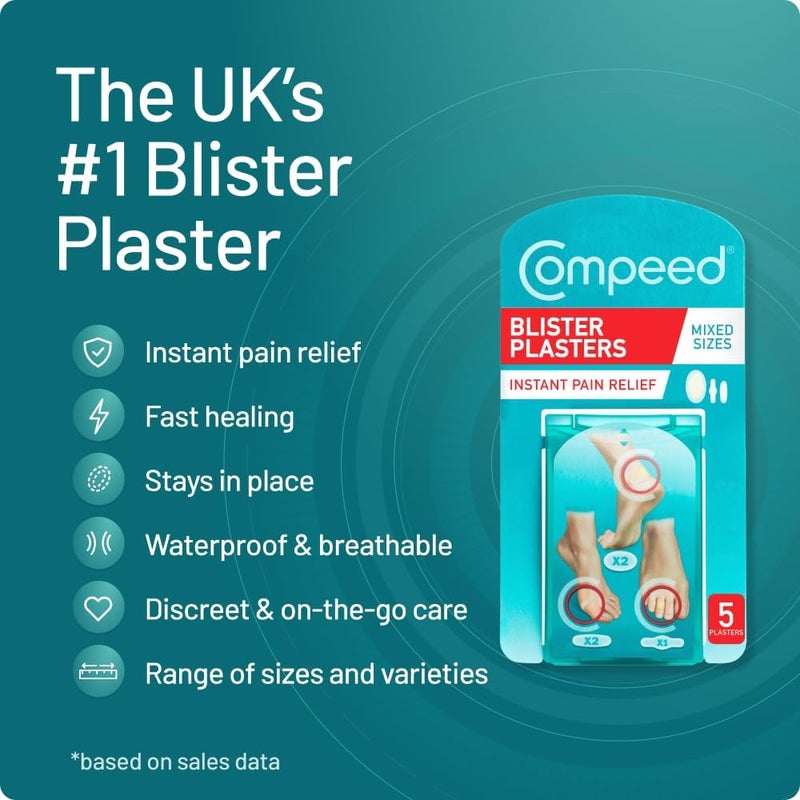 Compeed Blister Plasters Mixed Size 5 Pack Hydrocolloid Foot Treatment Heal Fast - Image 3