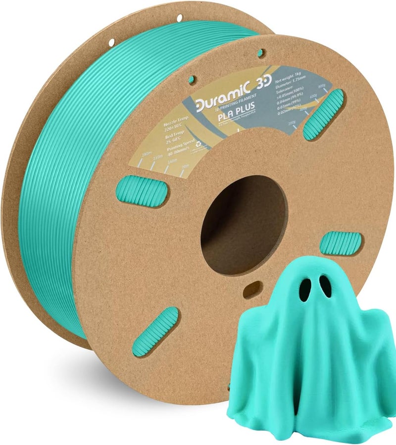 DURAMIC 3D PLA+ Filament 1.75mm 1Kg Cyanblue, PLA Plus Filament 1Kg Spool(2.2lbs) Tougher and Stronger, Dimensional Accuracy Probability +/- 0.02mm - Image 1