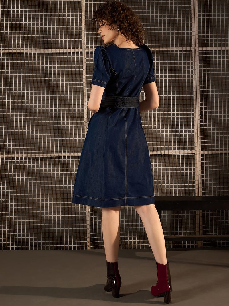 StyleStone Women's Denim Flared Dress (4214BluParkerDrsXL) - Image 2